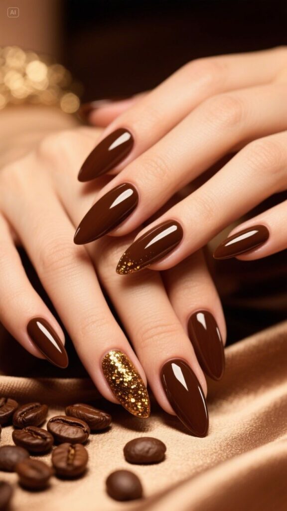Deep Cocoa Brown Nails