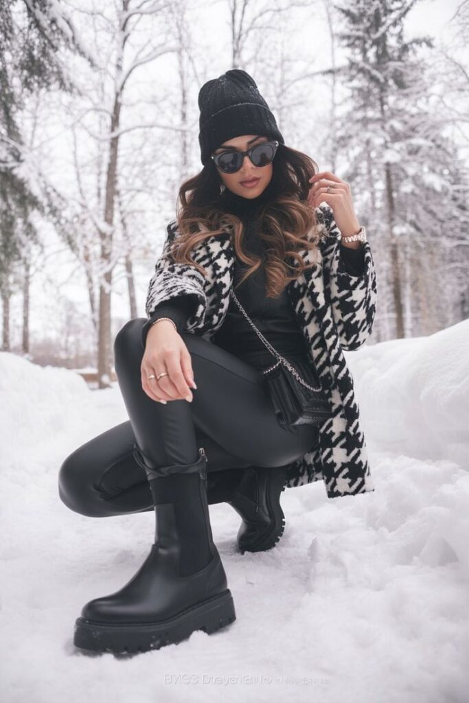 Knit Monochrome + Statement Coat + Boots