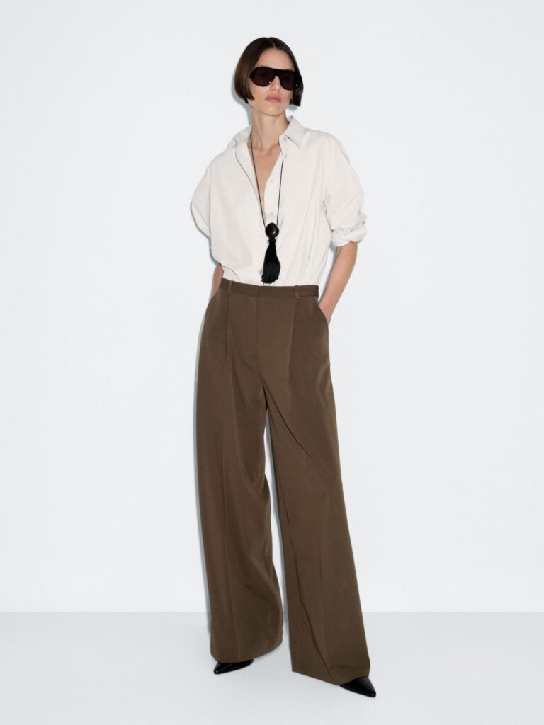 Massimo Dutti Wide-Leg Darted Trousers