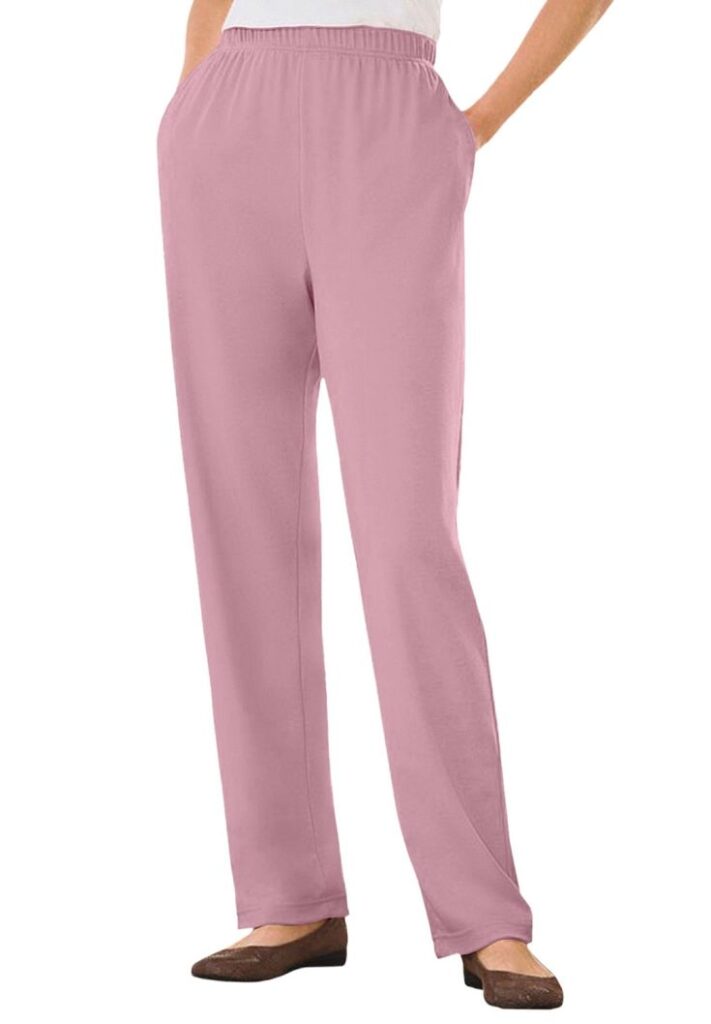 Plus Size Straight Leg Soft Knit Pull On Pant